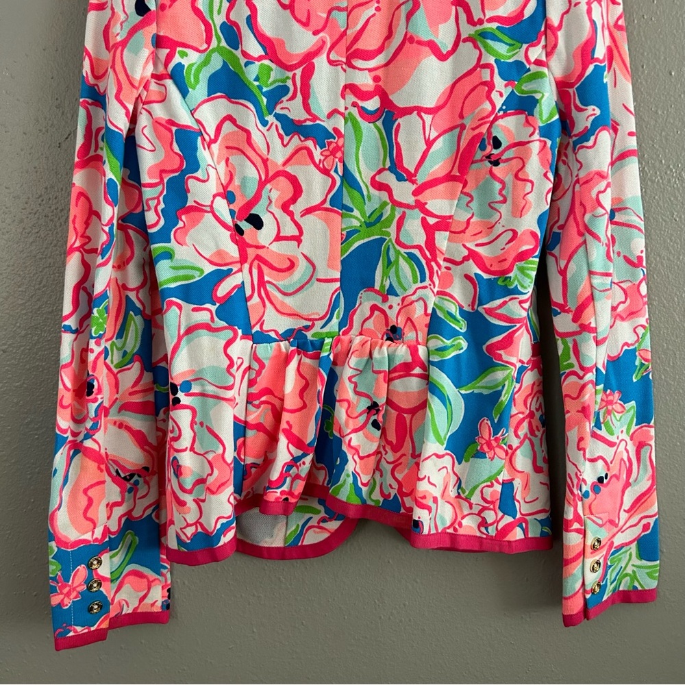 Lilly Pulitzer Malibu Blazer Jacket Flutter Blue Lucky Charm Multicolor XS - Picture 8 of 12